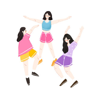 五四青年节女孩跳舞运动素材